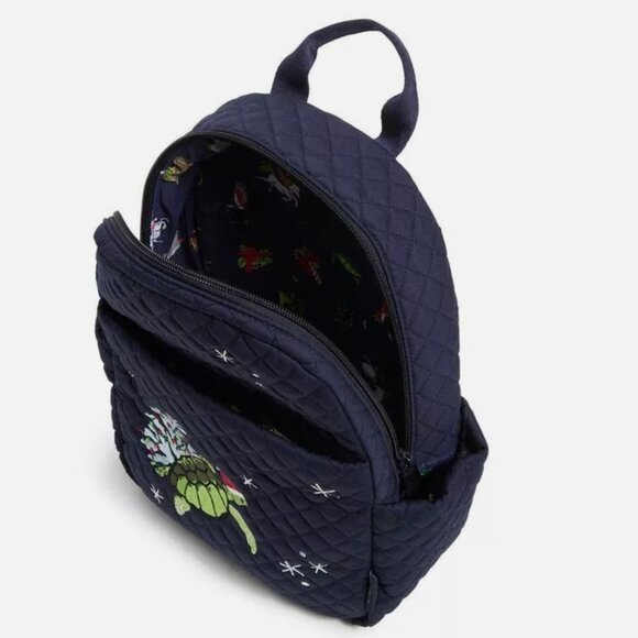 NWT Vera Bradley Women\'s Cotton Small Backpack, Santa Turtle  Cotton main image 5